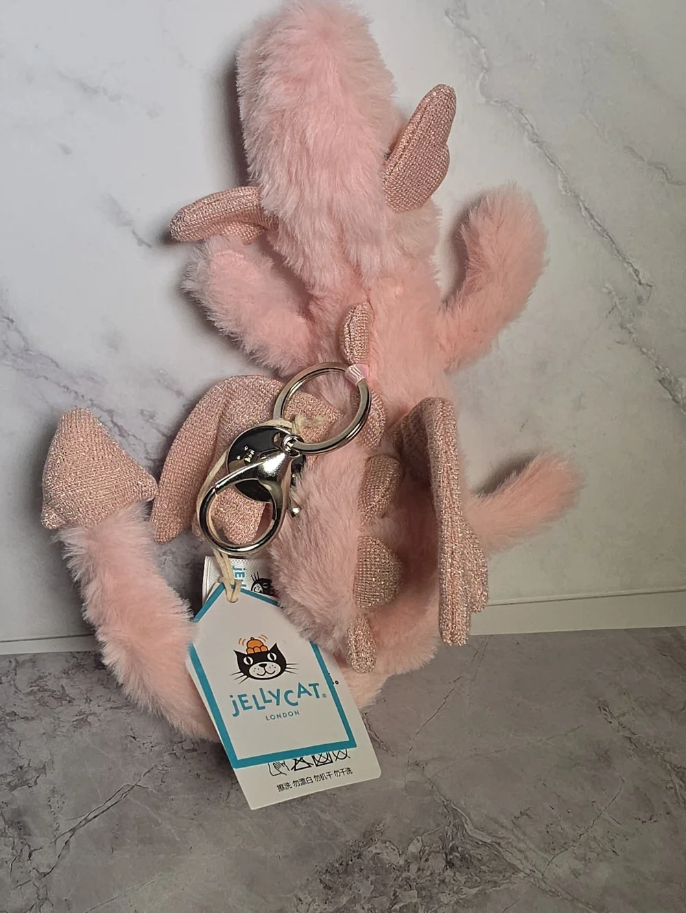 Jellycat Pink Plush Keychain - Soft Pink Bunny Charm